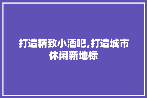打造精致小酒吧,打造城市休闲新地标
