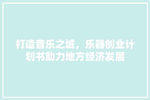 打造音乐之城，乐器创业计划书助力地方经济发展