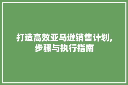 打造高效亚马逊销售计划,步骤与执行指南 反义词汇