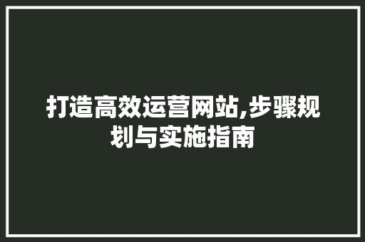 打造高效运营网站,步骤规划与实施指南