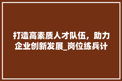 打造高素质人才队伍，助力企业创新发展_岗位练兵计划书