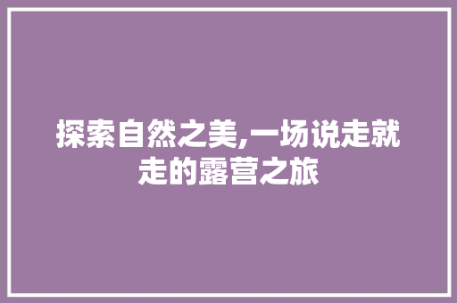 探索自然之美,一场说走就走的露营之旅