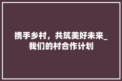 携手乡村，共筑美好未来_我们的村合作计划 短语