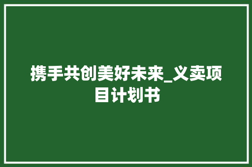 携手共创美好未来_义卖项目计划书 汉字拼音