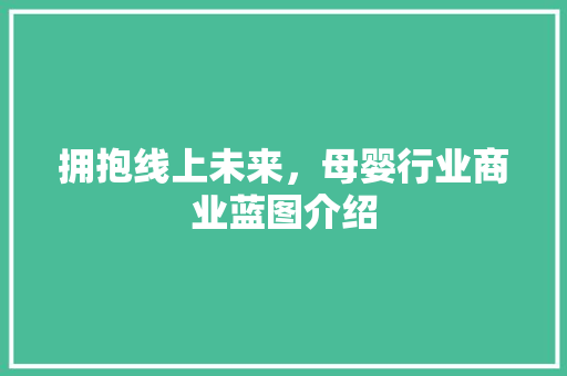 拥抱线上未来，母婴行业商业蓝图介绍