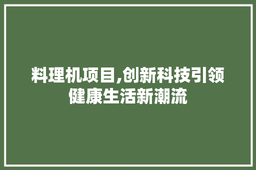 料理机项目,创新科技引领健康生活新潮流 诗词佳句