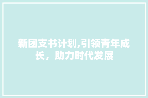 新团支书计划,引领青年成长，助力时代发展