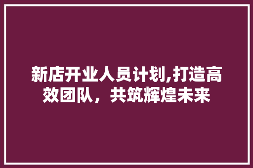 新店开业人员计划,打造高效团队，共筑辉煌未来