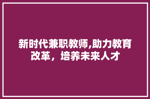 新时代兼职教师,助力教育改革，培养未来人才