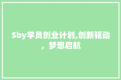Sby学员创业计划,创新驱动，梦想启航