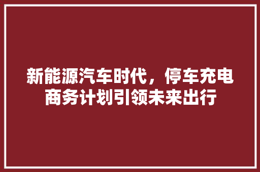 新能源汽车时代，停车充电商务计划引领未来出行