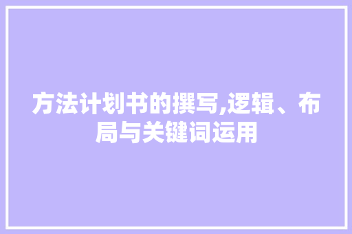 方法计划书的撰写,逻辑、布局与关键词运用