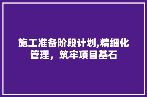 施工准备阶段计划,精细化管理，筑牢项目基石