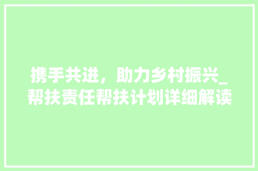 携手共进，助力乡村振兴_帮扶责任帮扶计划详细解读