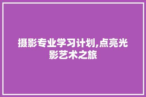 摄影专业学习计划,点亮光影艺术之旅