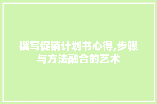 撰写促销计划书心得,步骤与方法融合的艺术