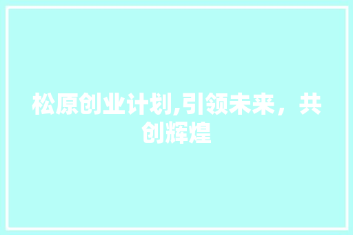 松原创业计划,引领未来，共创辉煌 汉字拼音
