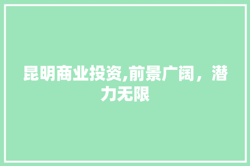 昆明商业投资,前景广阔，潜力无限