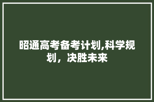 昭通高考备考计划,科学规划，决胜未来