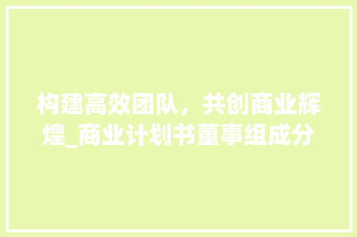 构建高效团队，共创商业辉煌_商业计划书董事组成分析 短语