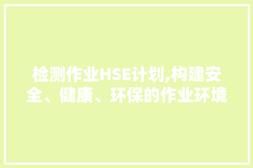 检测作业HSE计划,构建安全、健康、环保的作业环境