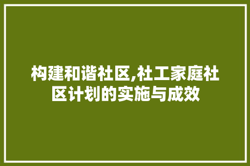 构建和谐社区,社工家庭社区计划的实施与成效