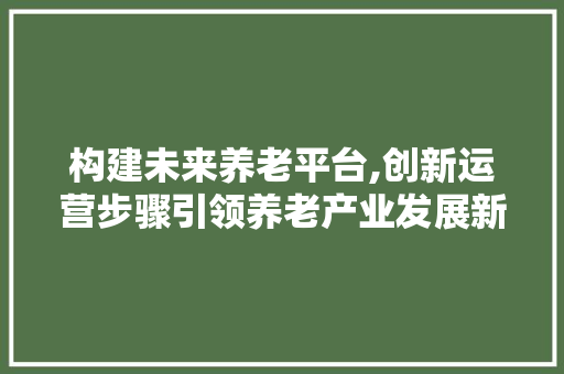 构建未来养老平台,创新运营步骤引领养老产业发展新潮流 反义词汇