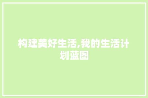 构建美好生活,我的生活计划蓝图