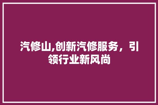 汽修山,创新汽修服务，引领行业新风尚