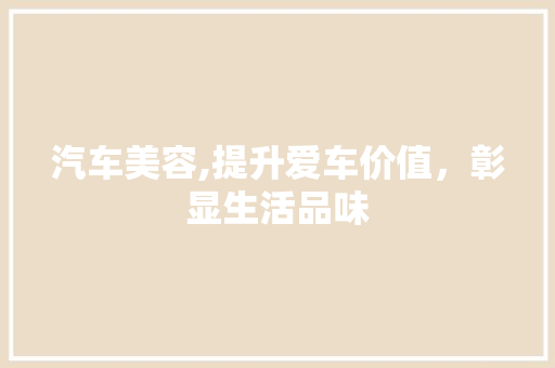 汽车美容,提升爱车价值，彰显生活品味 古代典籍