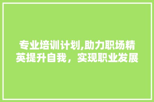 专业培训计划,助力职场精英提升自我，实现职业发展新突破