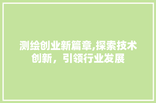 测绘创业新篇章,探索技术创新，引领行业发展