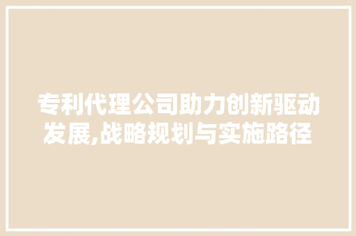 专利代理公司助力创新驱动发展,战略规划与实施路径探析