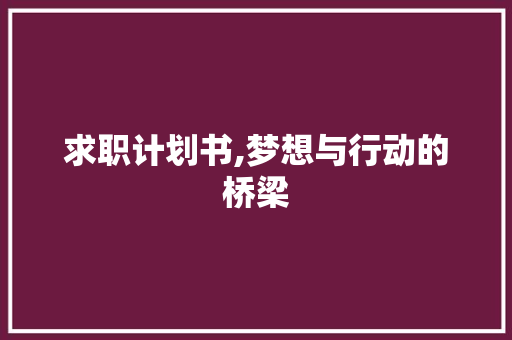 求职计划书,梦想与行动的桥梁