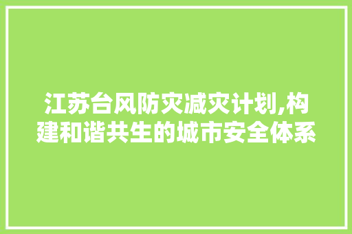 江苏台风防灾减灾计划,构建和谐共生的城市安全体系