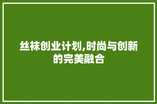 丝袜创业计划,时尚与创新的完美融合