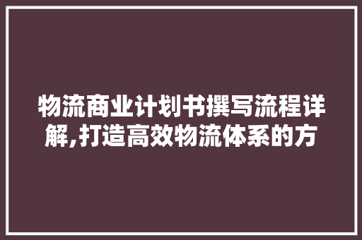 物流商业计划书撰写流程详解,打造高效物流体系的方法 成语汇编