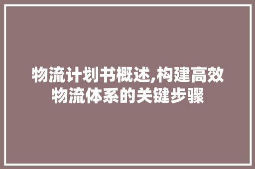 物流计划书概述,构建高效物流体系的关键步骤 英语单词