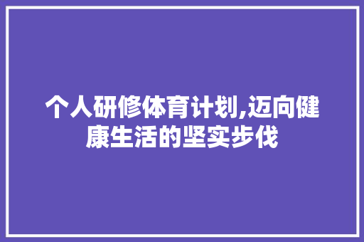 个人研修体育计划,迈向健康生活的坚实步伐