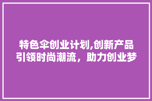 特色伞创业计划,创新产品引领时尚潮流，助力创业梦想成真