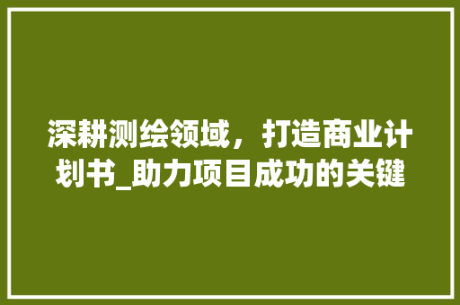 深耕测绘领域，打造商业计划书_助力项目成功的关键
