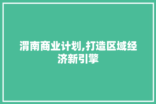 渭南商业计划,打造区域经济新引擎 成语汇编