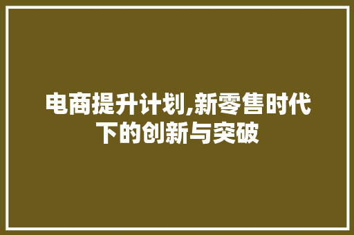 电商提升计划,新零售时代下的创新与突破 英语单词