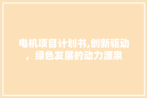 电机项目计划书,创新驱动，绿色发展的动力源泉