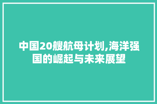 中国20艘航母计划,海洋强国的崛起与未来展望