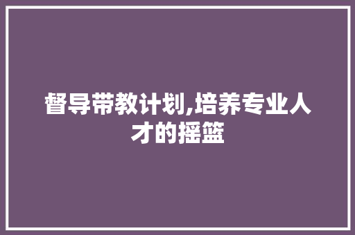 督导带教计划,培养专业人才的摇篮
