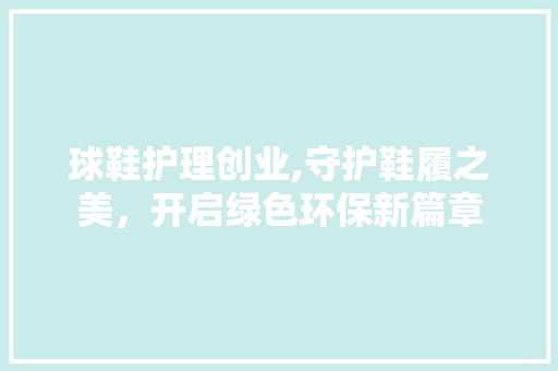 球鞋护理创业,守护鞋履之美，开启绿色环保新篇章