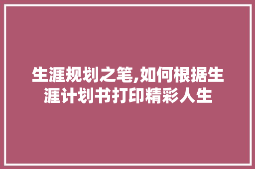 生涯规划之笔,如何根据生涯计划书打印精彩人生