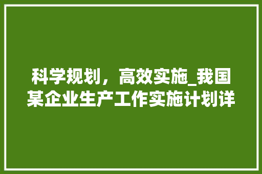 科学规划，高效实施_我国某企业生产工作实施计划详解