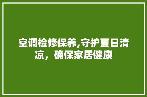 空调检修保养,守护夏日清凉，确保家居健康